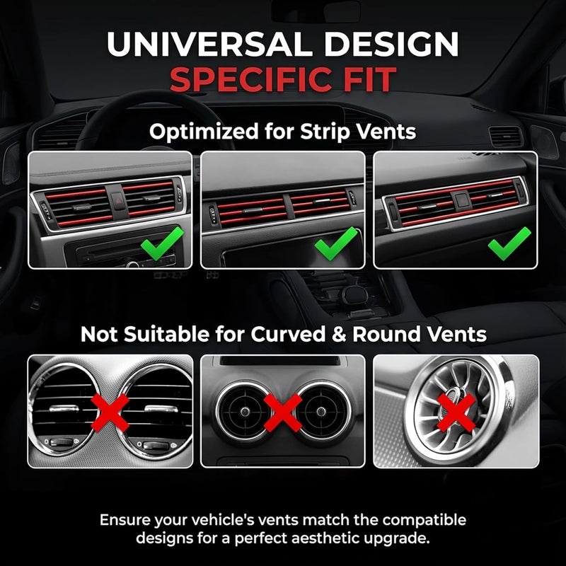 Rainflow Red Car Accessories - 20PCS Air Conditioner Decoration Strip and 33Ft Car Interior Trim with Installing Tool DIY Flexible Car Accessories Interior Suitable for Most Vehicles - Image 4